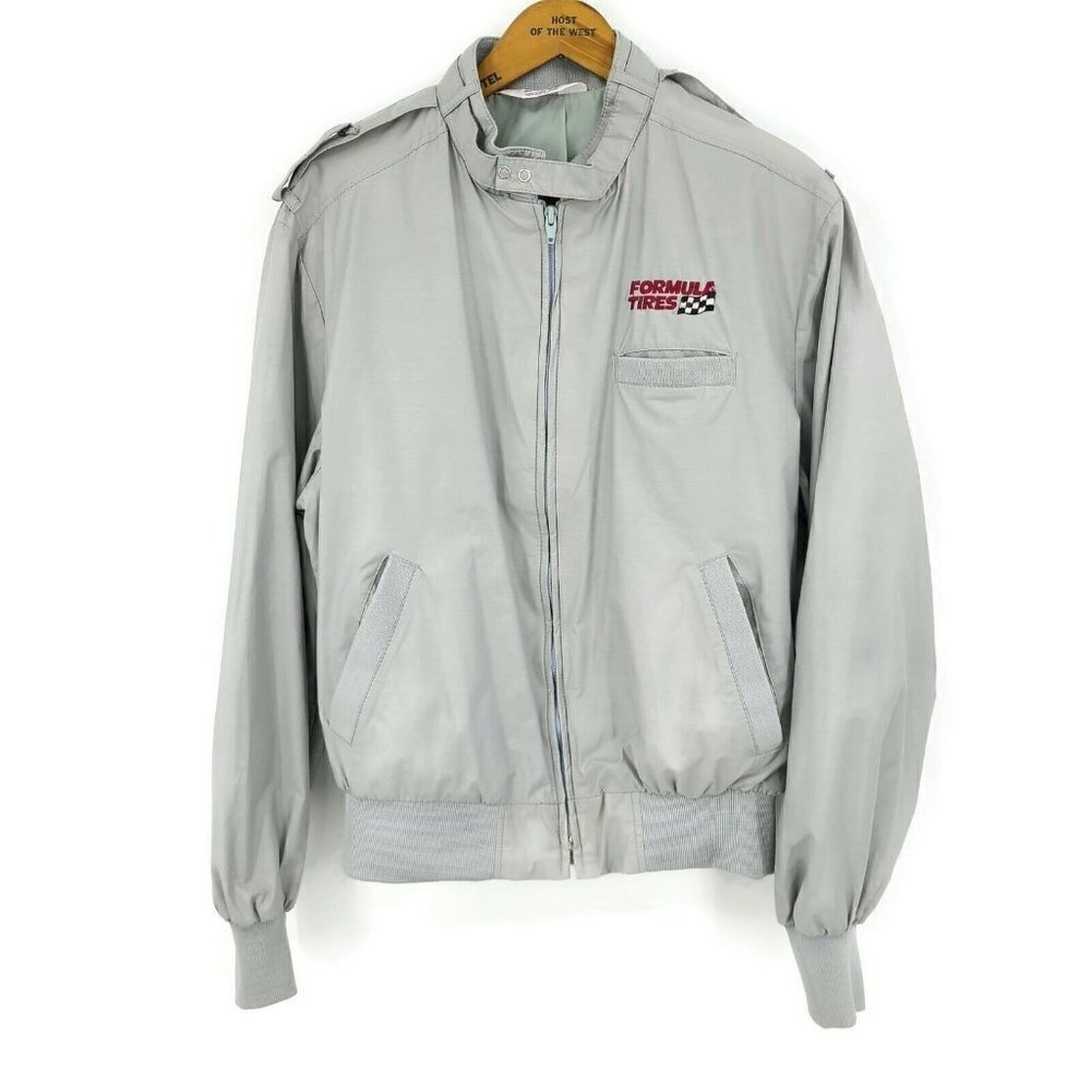Vintage Formula Tires Jacket Mens Large Grey Zip